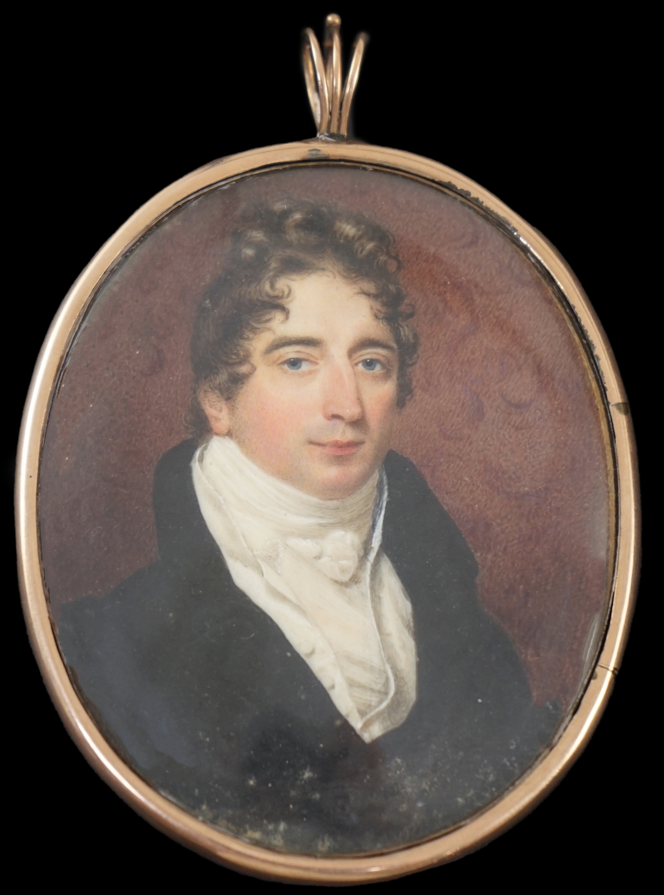 Attributed to George Stubbs (1724-1806), Portrait miniature of a gentleman, watercolour on ivory, 7.4 x 5.7cm. CITES Submission reference YZZ8A4YX